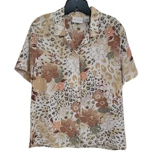 Alfred Dunner Short-Sleeve Button Up Blouse, Size 14